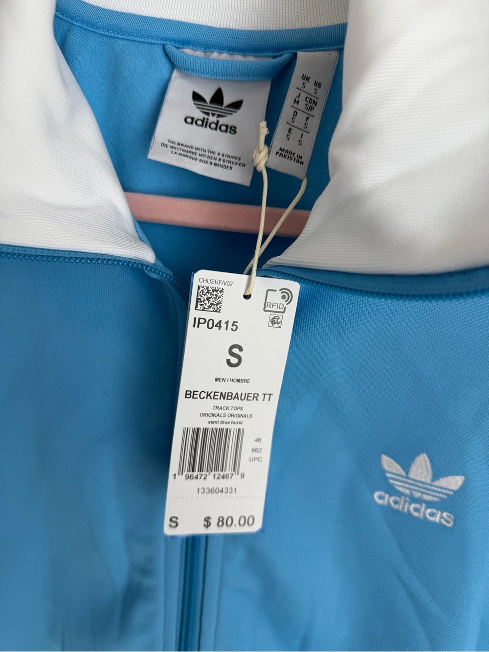 Adidas Originals Light Blue Track Jacket with White Trim SZ sm - Picture 2 of 2